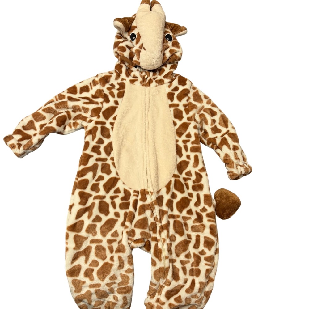 HSCTEK Giraffe Costume Toddler 18-24 Months Plush Animal Hooded Jumpsuit Brown